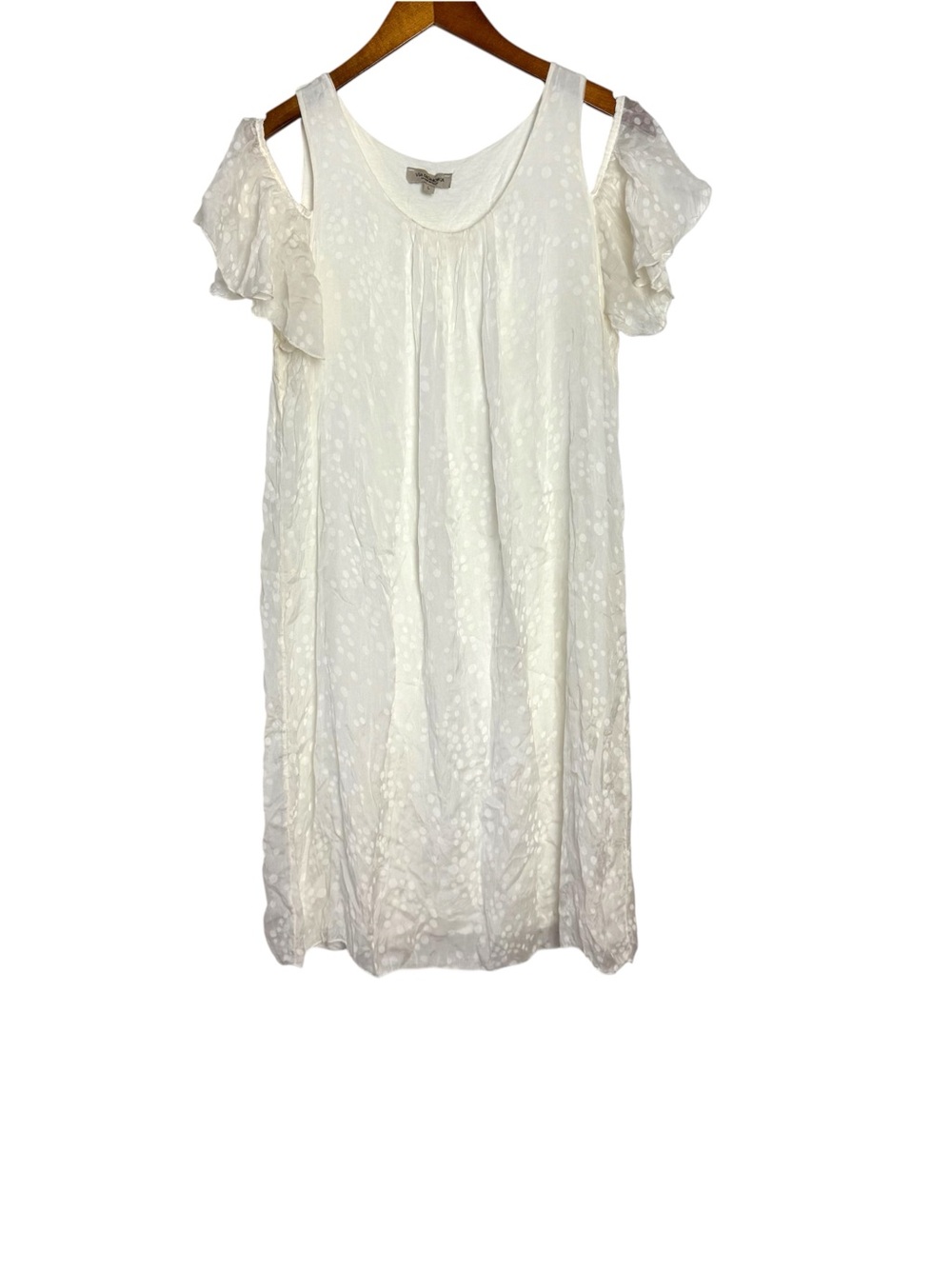 Via Signoria Off-White Silk Cold-shoulder Shift Dress